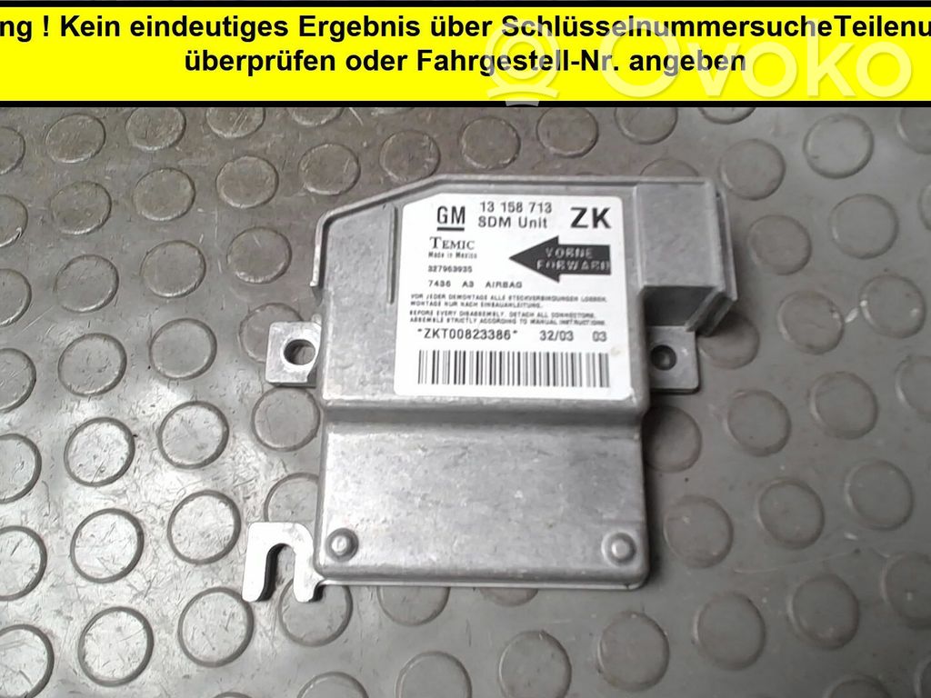 Opel Meriva A Unitate/modul de comandă airbaguri 