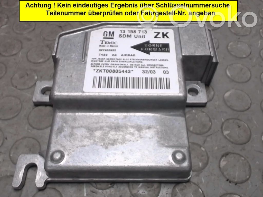 Opel Meriva A Sterownik / Moduł Airbag 