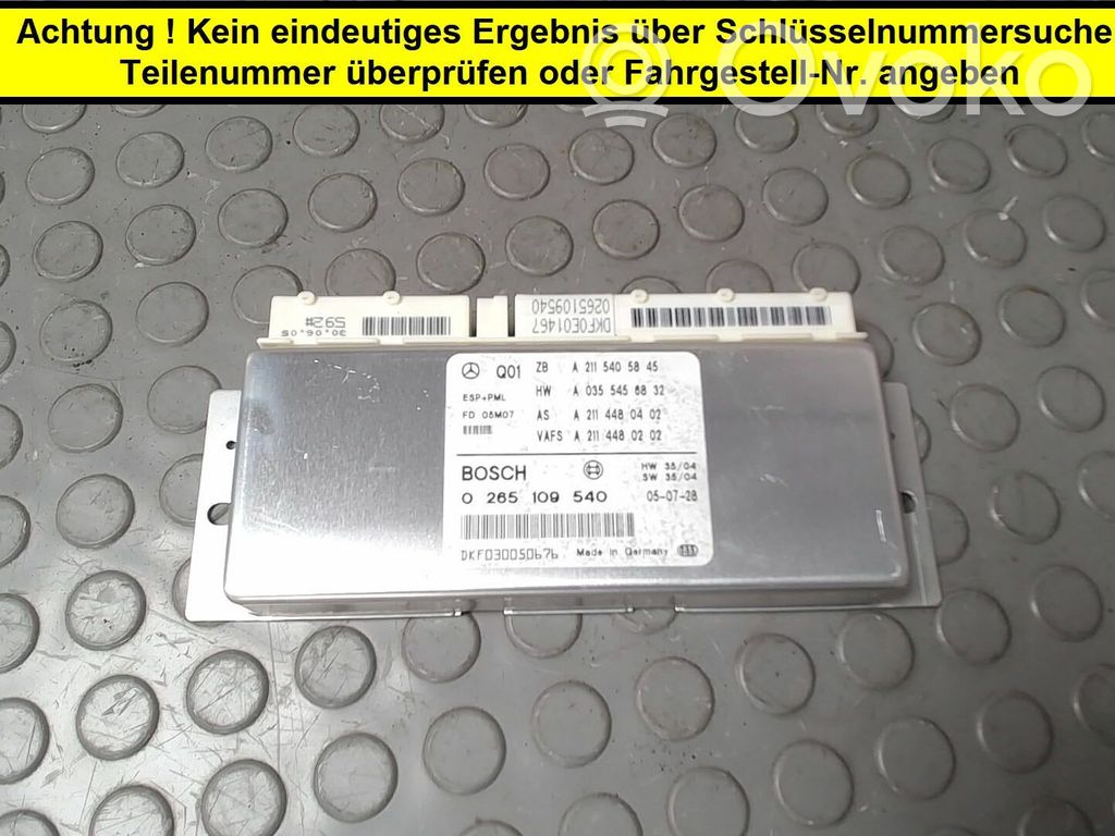 ABS control unit/module   A2115405845,0265109540,NICHTZUTREFFEND