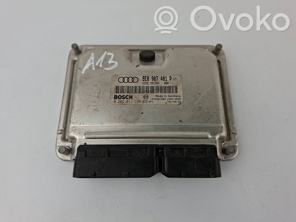 Engine control unit/module   8E0907401P,0281011136