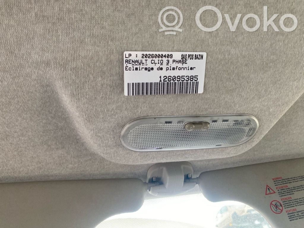 Renault Clio III Éclairage lumière plafonnier avant 