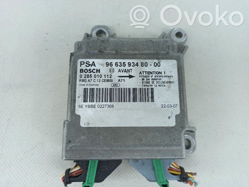Unidad de control/módulo del Airbag   9663593480,0285010112