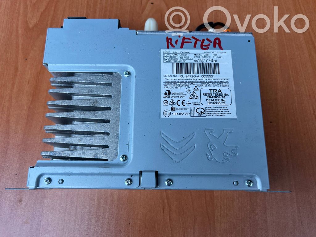 Peugeot Rifter Unitate principală radio/CD/DVD/GPS 