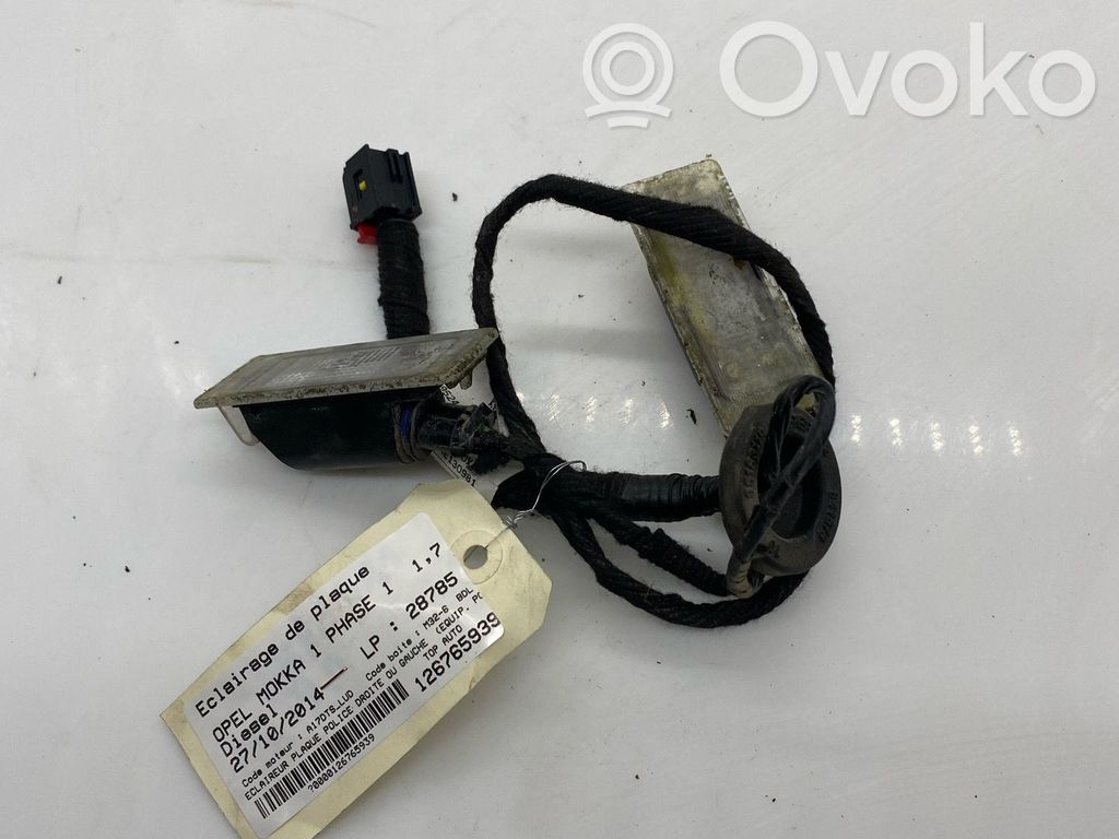 Opel Mokka Éclairage de plaque d'immatriculation 