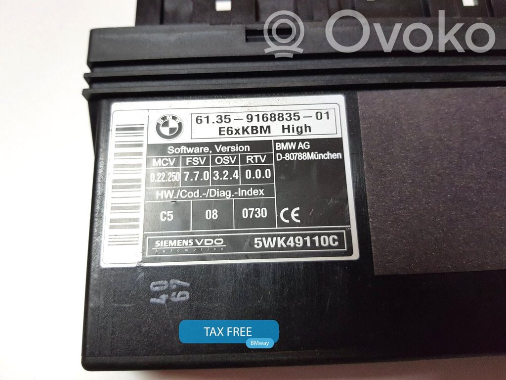 Unidad de control/módulo de carrocería central   9176070,61359168835,61359176070,9132450,9151517,9168835,9176070
