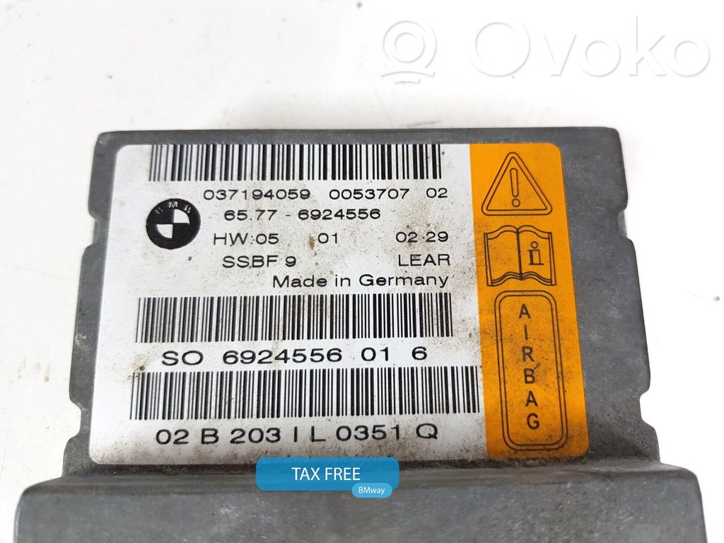 Module de contrôle airbag   6949904,65776924556,65776949904,0153406,0412300,6920480,6924556,6929557,6946106,6949904,6960218