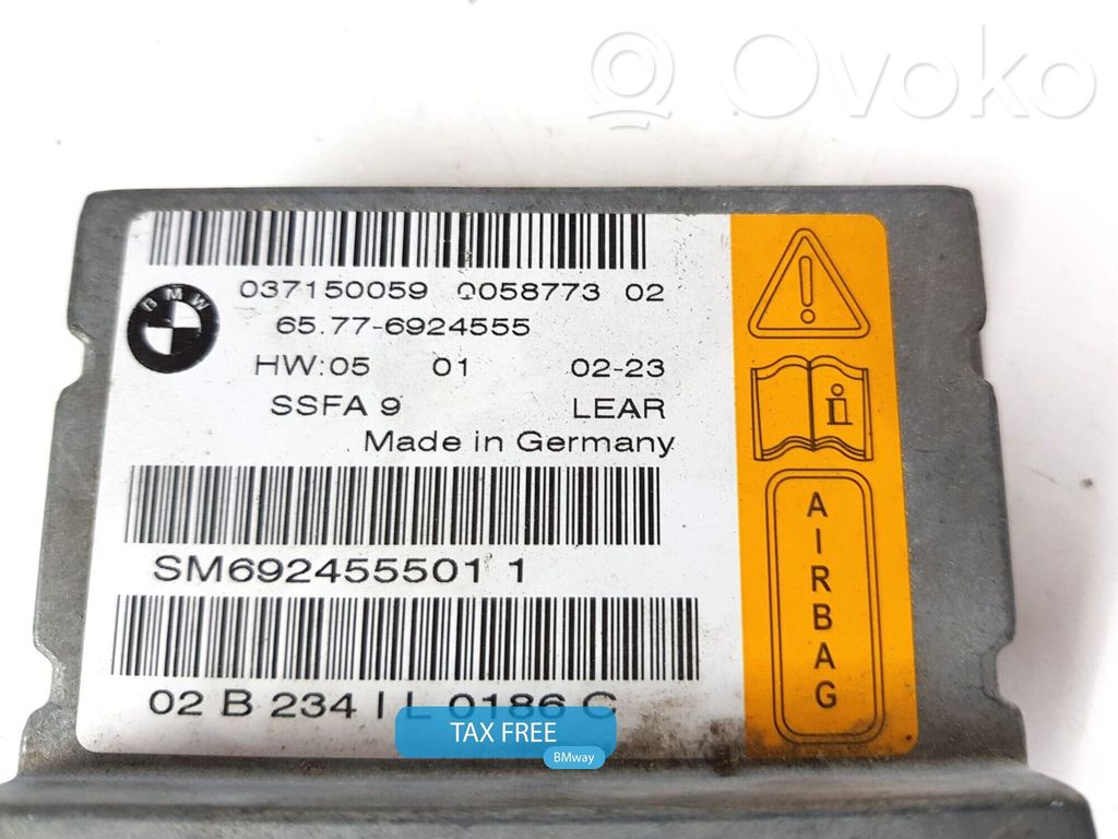 BMW 7 E65 E66 Unidad de control/módulo del Airbag 
