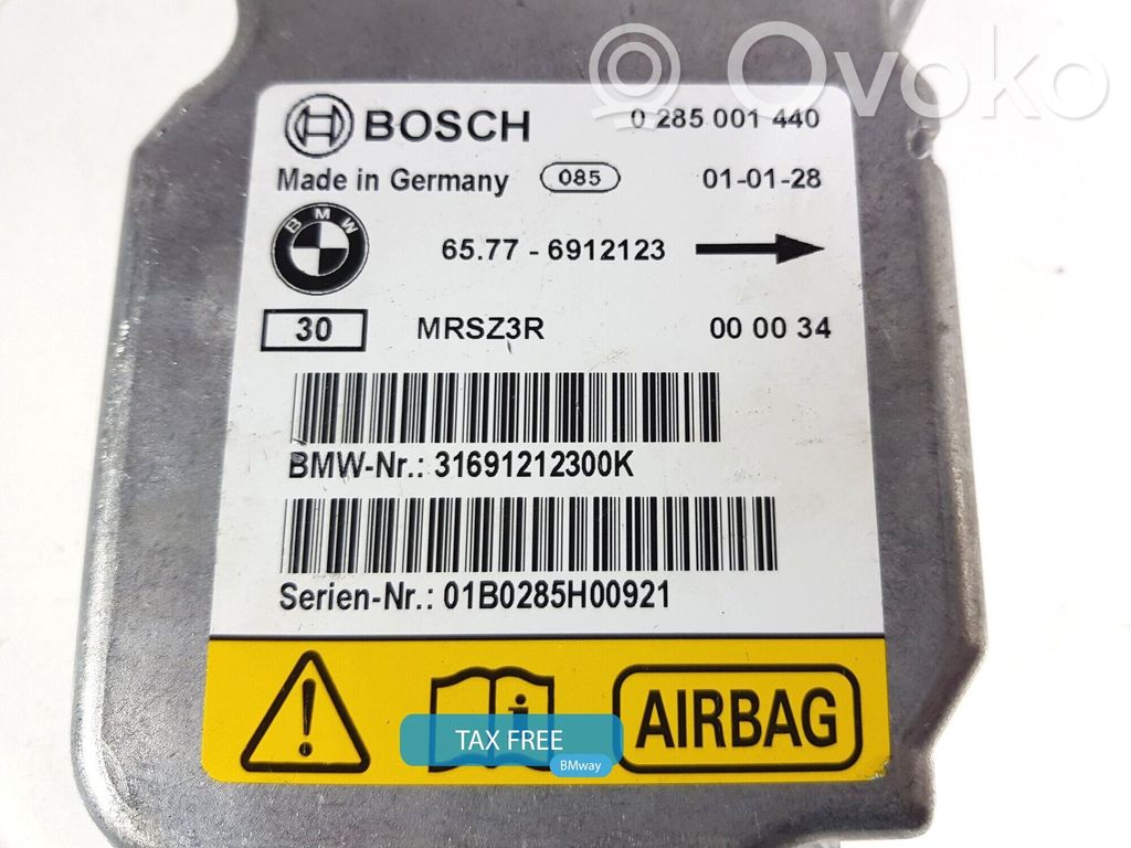 Airbag control unit/module   6912123,6912123,65776912123,1379036,1382905,6904696,6905491,6912123,8353598,8362119,8367035,8369023,8372521,8374799