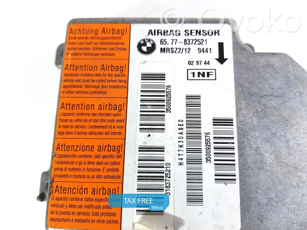 Airbag control unit/module   8372521,8372521,65778372521,1379036,1382905,6904696,6905491,6912123,8353598,8362119,8367035,8369023,8372521,8374799