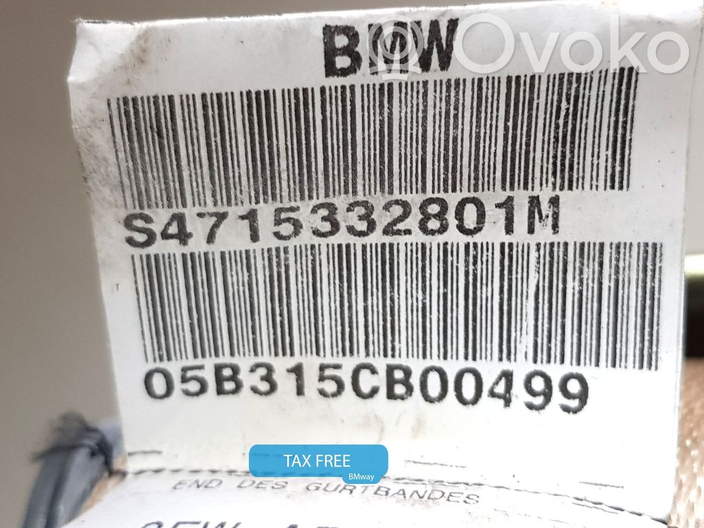 BMW 7 E65 E66 Saugos diržas galinis 