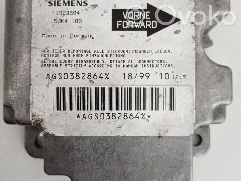 Airbag control unit/module   90532443AG,1923594,5WK4189
