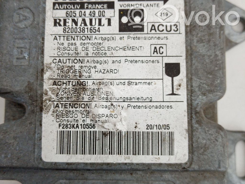 Airbag control unit/module   605044900,8200381654