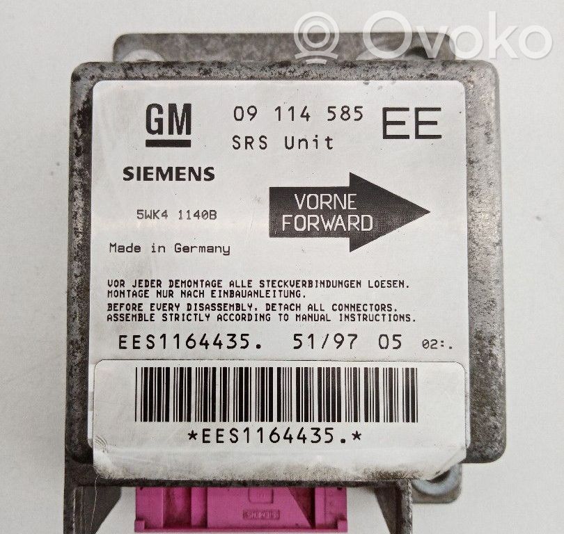 Airbag control unit/module   09114585EE,5WK41140B