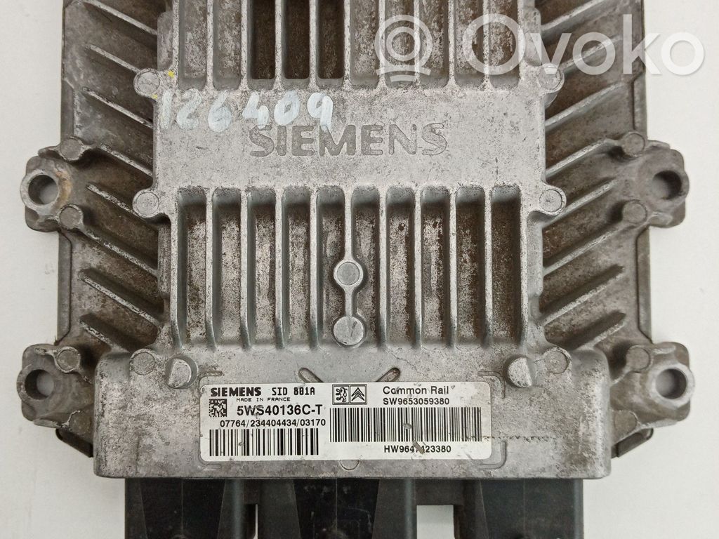 Engine control unit/module   SW9653059380,HW9647423380,SIEMENS5WS40136CT