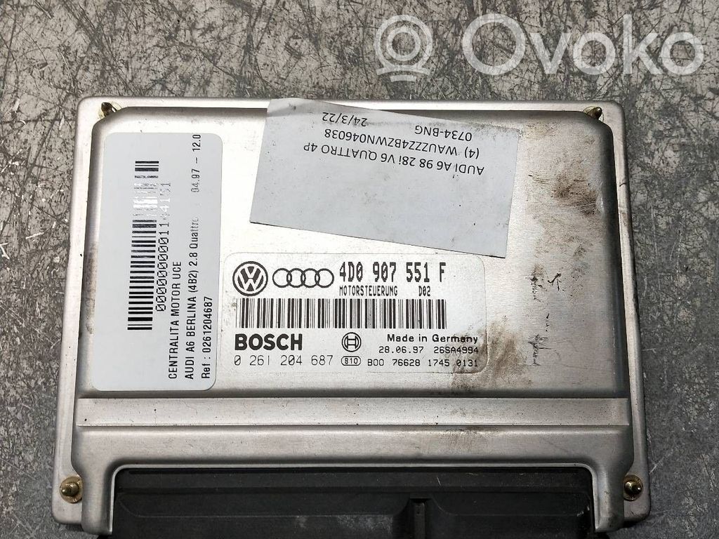 Engine control unit/module   0261204687,4D0907551F,3B0997551QV