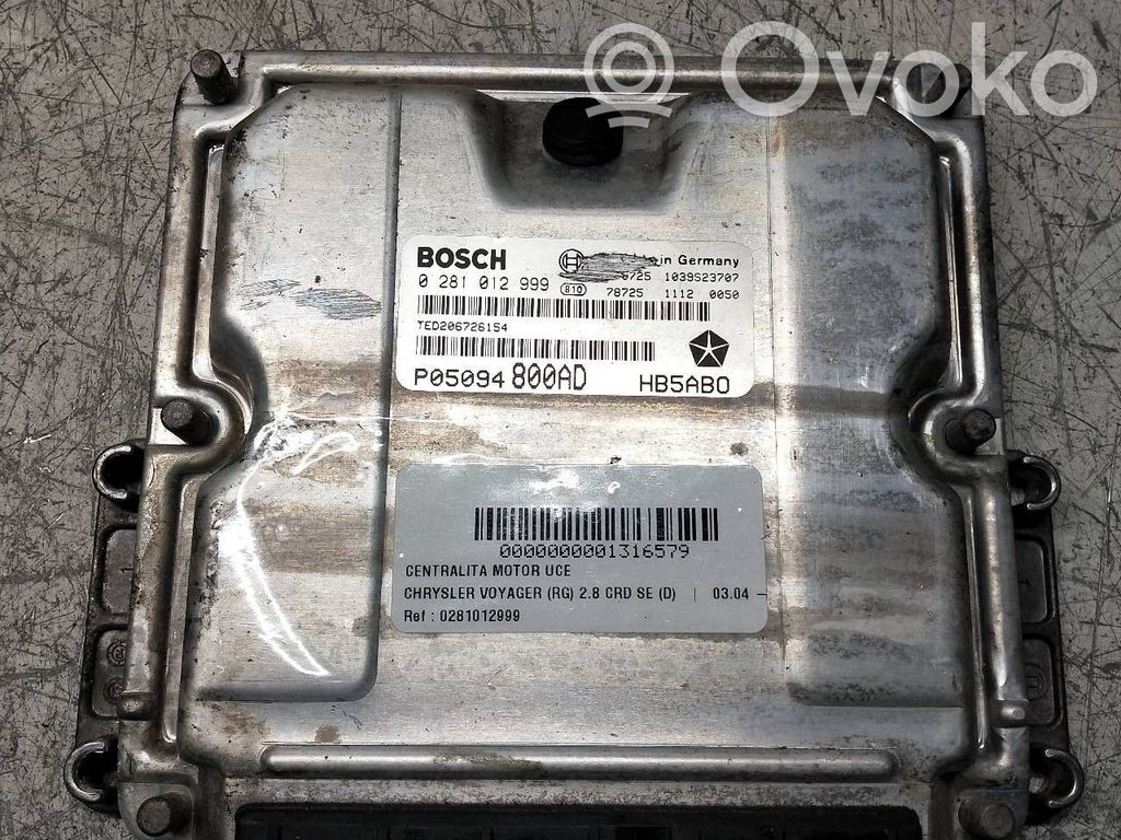 Engine control unit/module   0281012999,P05094800AD,HB5ABO