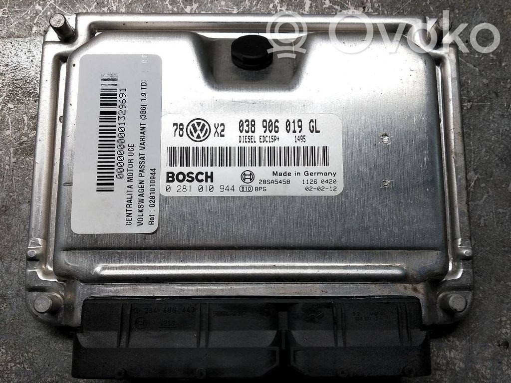 Engine control unit/module   0281010944,038906019GL,EDC15