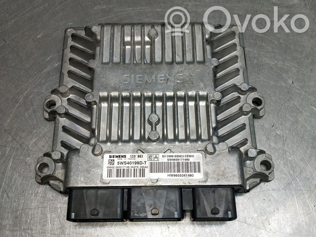 Engine control unit/module   5WS40199DT,HW9655041480,SW9656171480