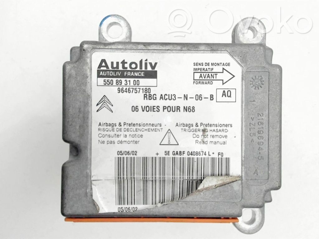 Sterownik / Moduł Airbag   00008216S2,550893100