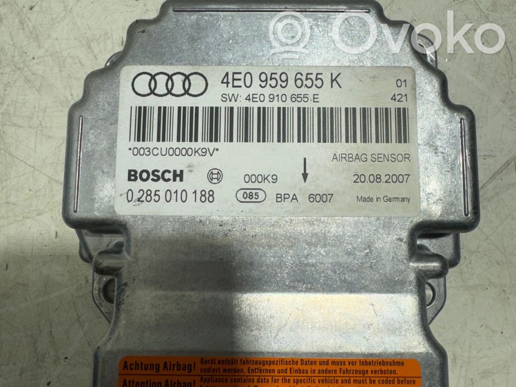 Unidad de control/módulo del Airbag   4E0959655K,4E0910655E,0285010188
