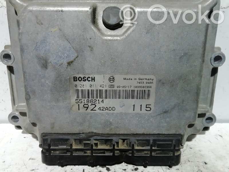 Engine control unit/module   0281011421,55188214,19242ADD