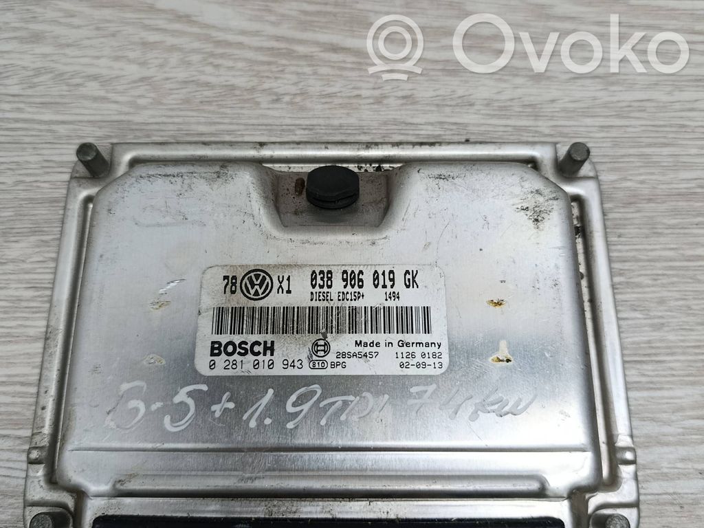 Engine control unit/module   038906019GK,28SA5457,0281010943