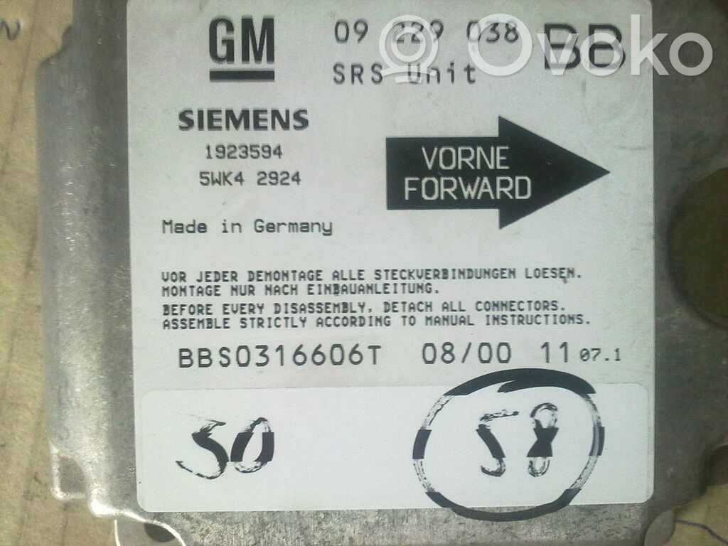 Airbagsteuergerät   09229038