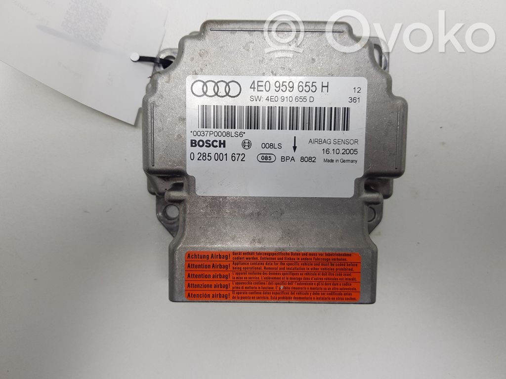 Audi A8 S8 D3 4E Airbag control unit/module 