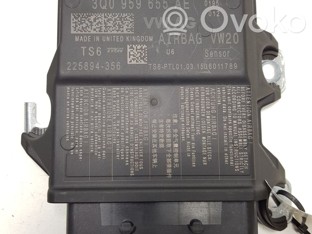 Volkswagen PASSAT B8 Airbag control unit/module 