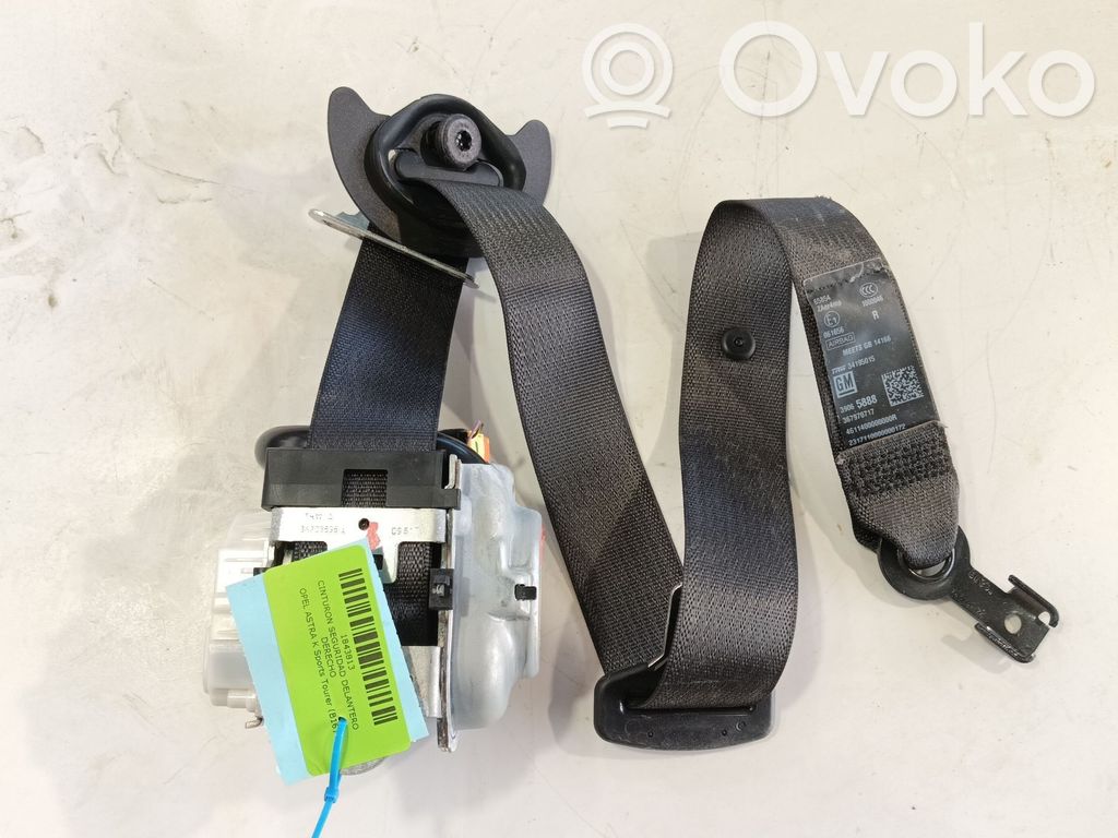 Opel Astra K Cinturón delantero 