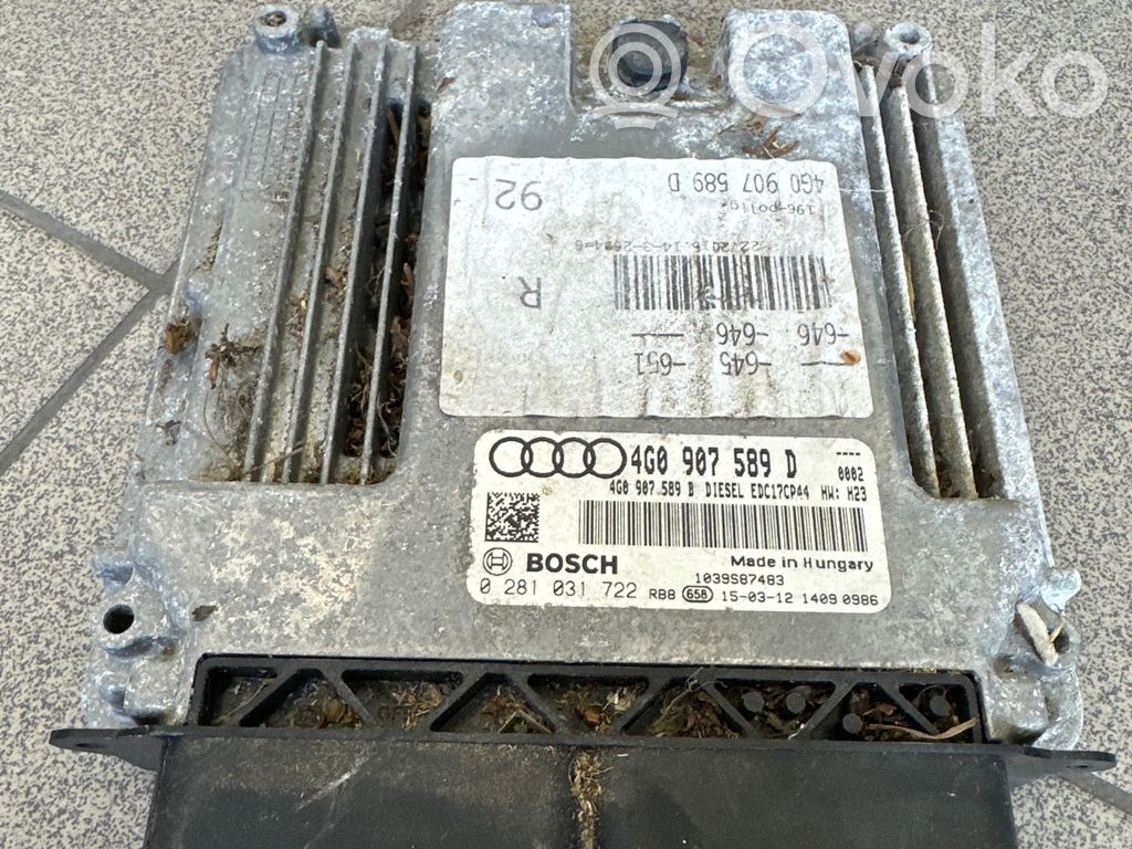 Engine control unit/module   4G0907589D,0281031722,4G0907589B