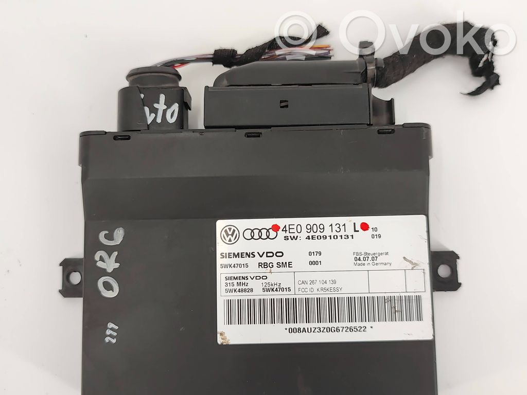 Audi A8 S8 D3 4E Keyless go vadības bloks 