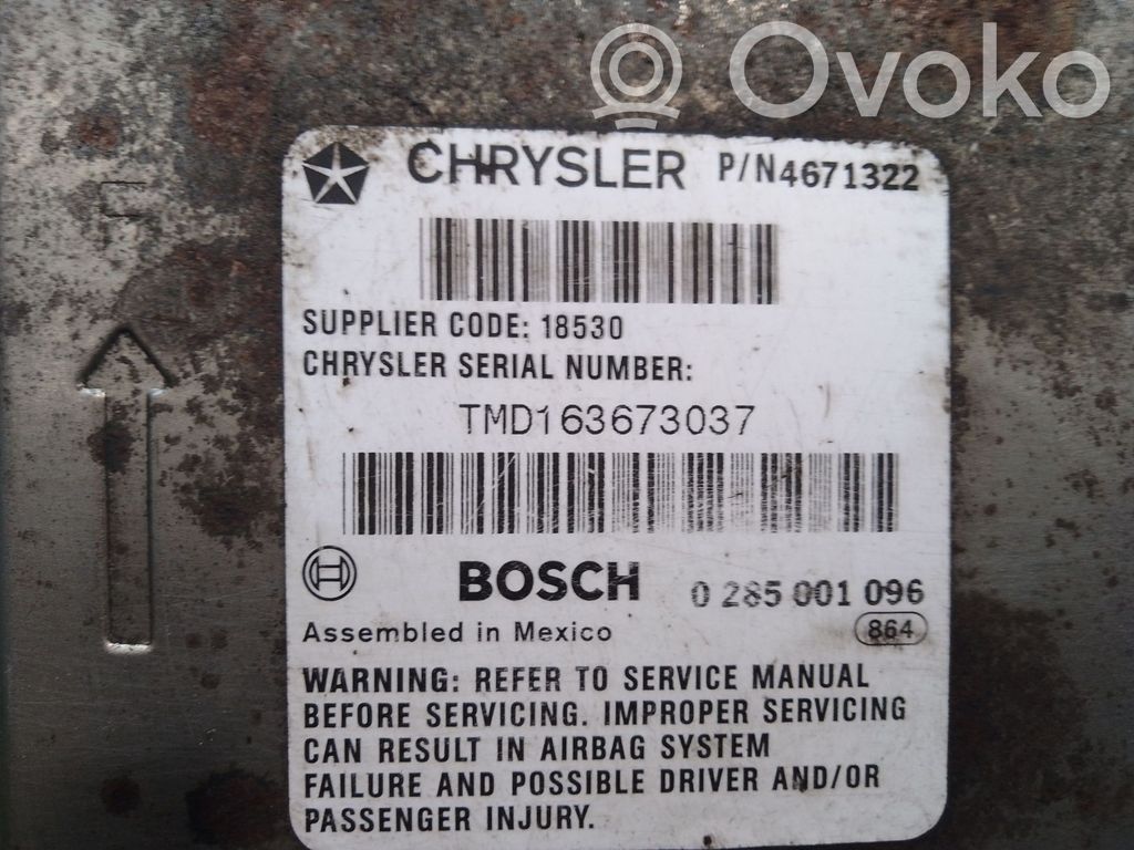 Airbag control unit/module   0285001096,TMD163673037,PN4671322
