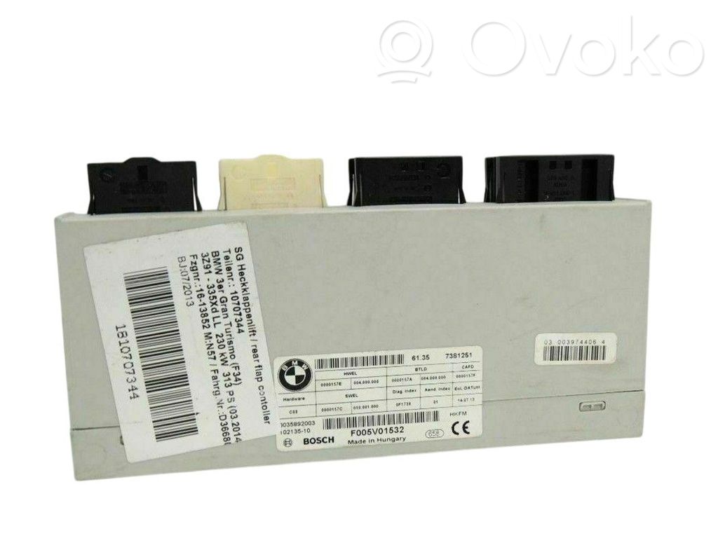 BMW 3 GT F34 Tailgate/trunk control unit/module 