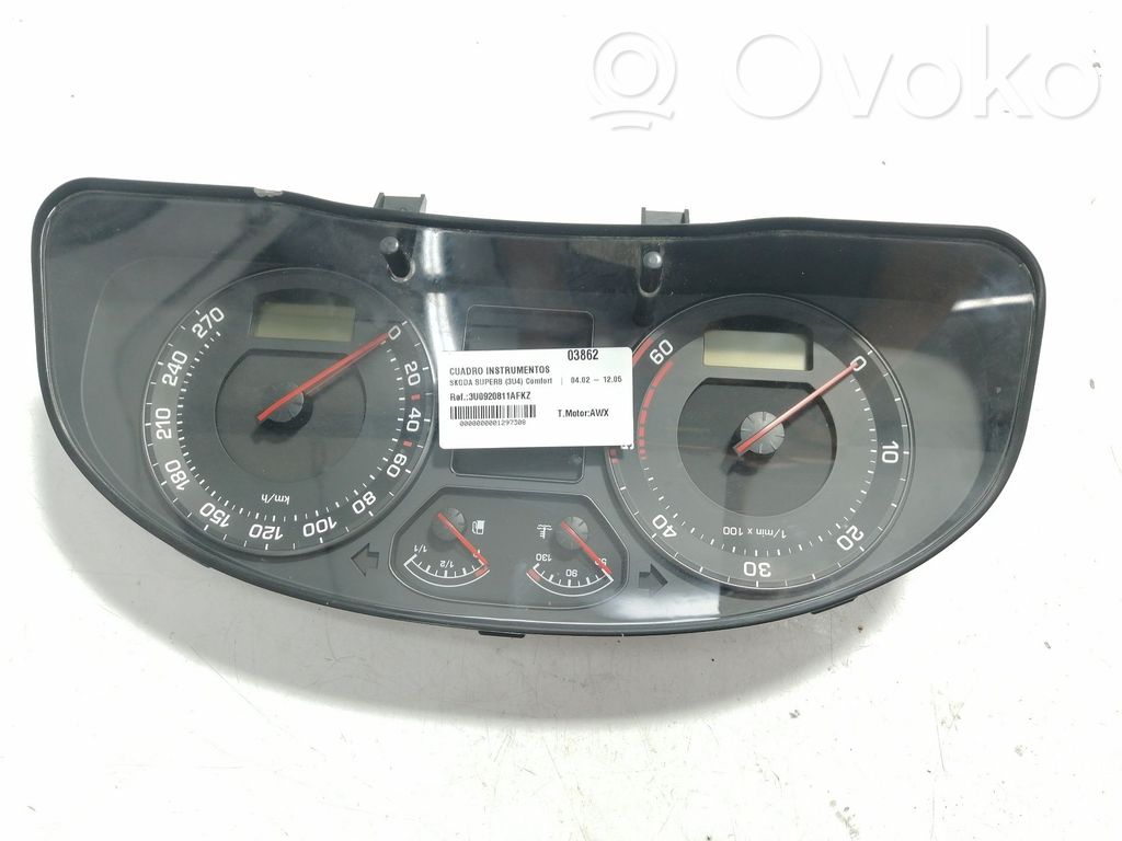 Skoda Superb B5 (3U) Geschwindigkeitsmesser Cockpit 