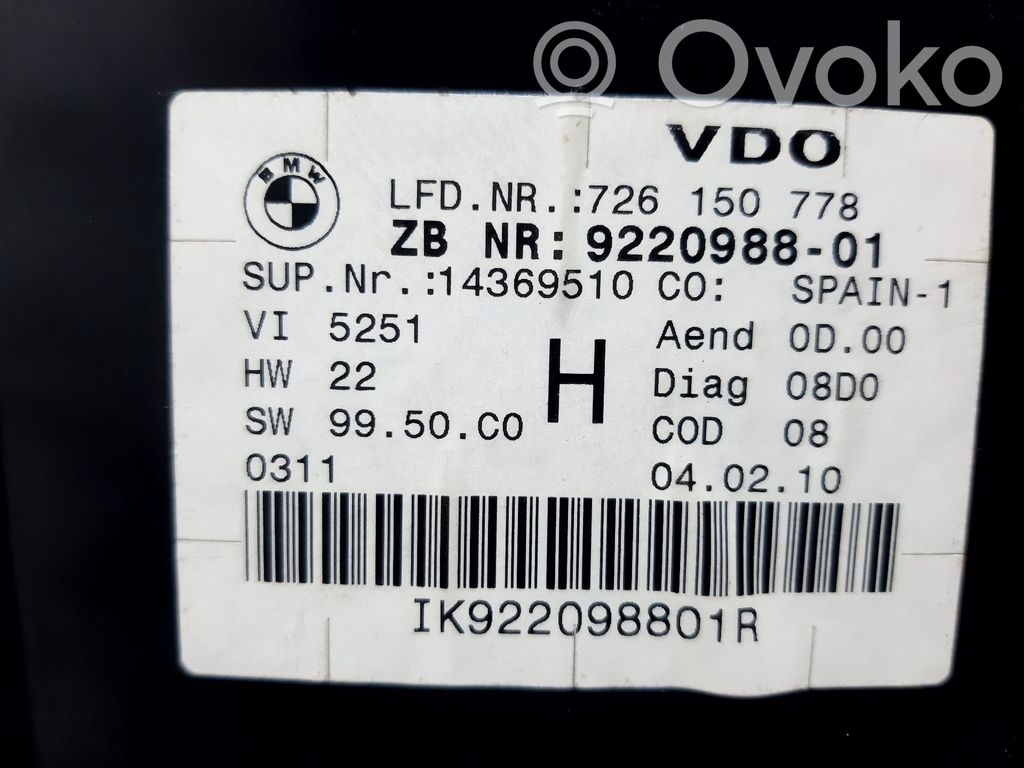 BMW X1 E84 Velocímetro (tablero de instrumentos) 