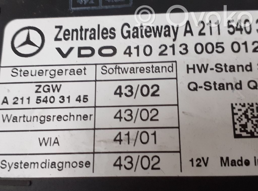 Mercedes-Benz E W211 Centralina/modulo chiusura centralizzata portiere 