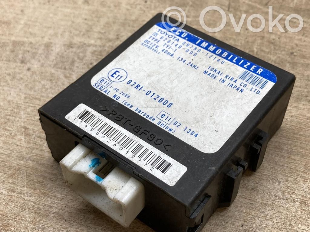 Toyota Corolla Verso E121 Unitate/modul comandă imobilizator 