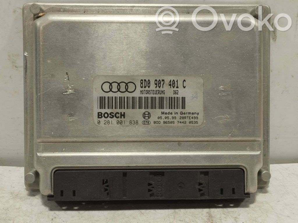 Unidad de control/módulo del motor   8D0907401C,28RTE499,0281001838