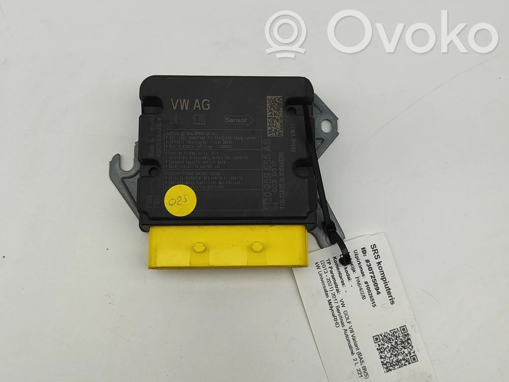 Volkswagen Golf VII Sterownik / Moduł Airbag 