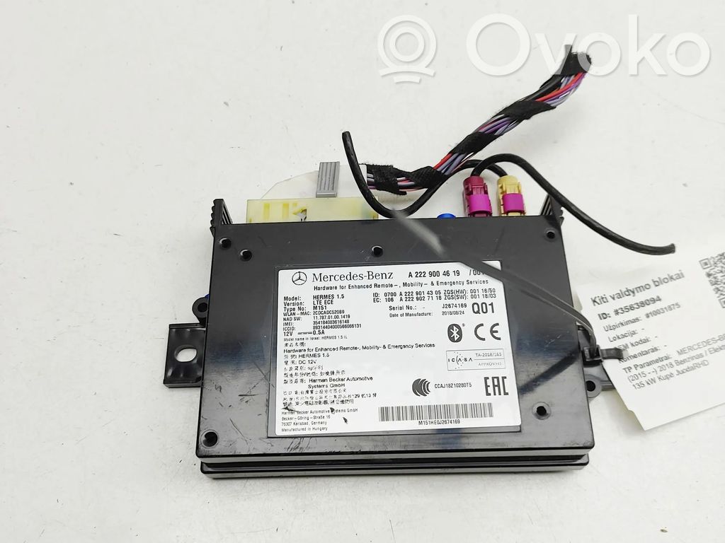 Mercedes-Benz C W205 Unidad de control/módulo de bluetooth 