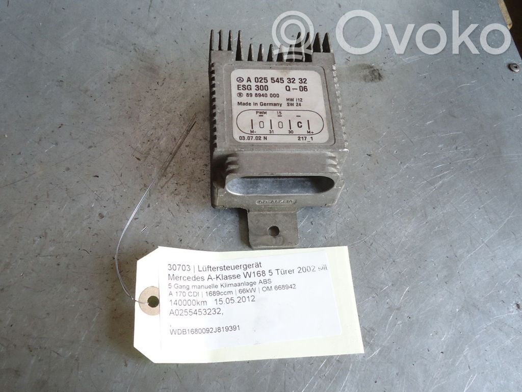 Mercedes-Benz A W168 Module de commande de ventilateur 