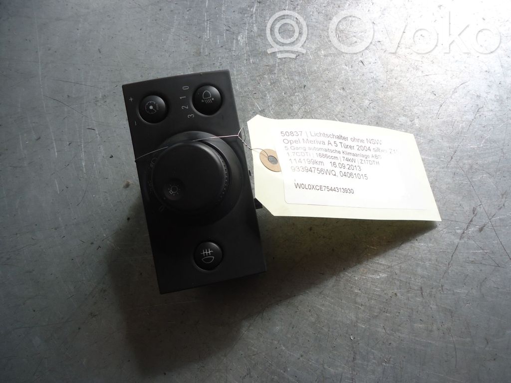Opel Meriva A Interruptor de luz 