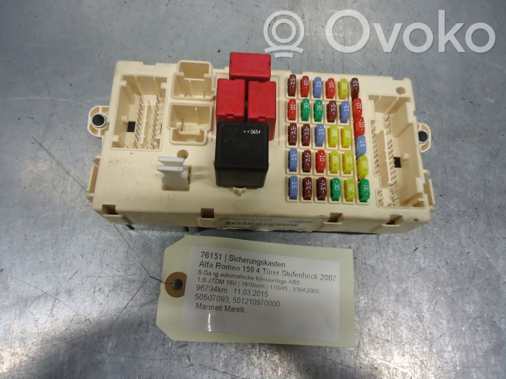 Alfa Romeo 159 Juego de caja de fusibles 