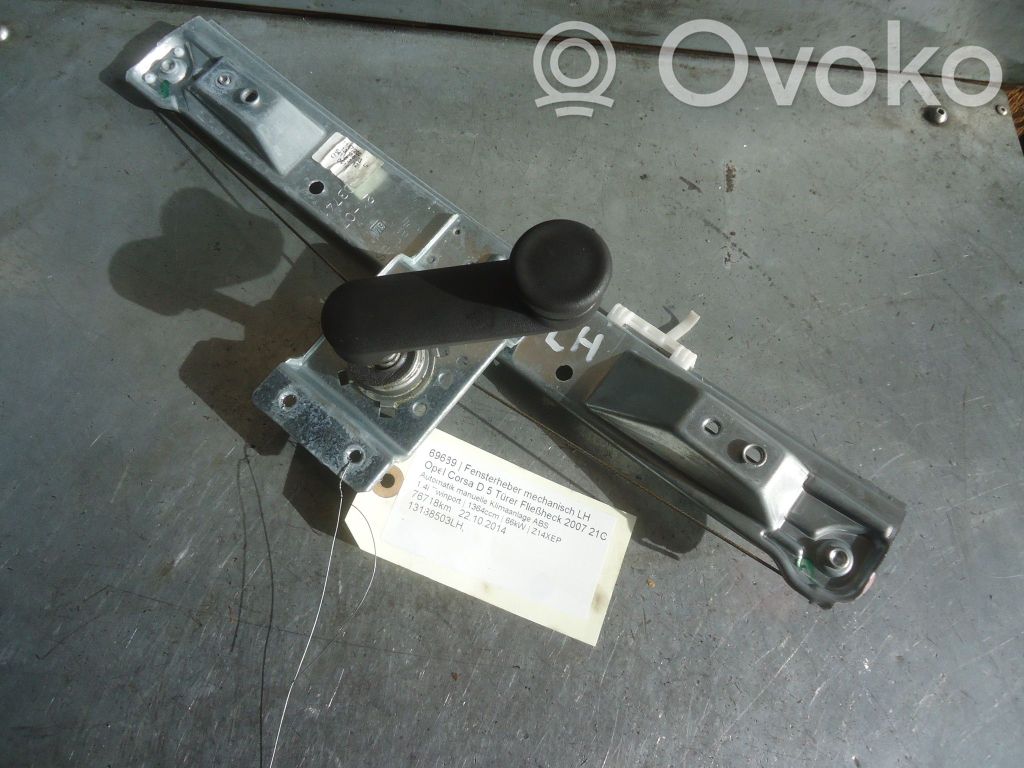 Regulador manual de la ventanilla trasera   13188503,LH,13188503,LH