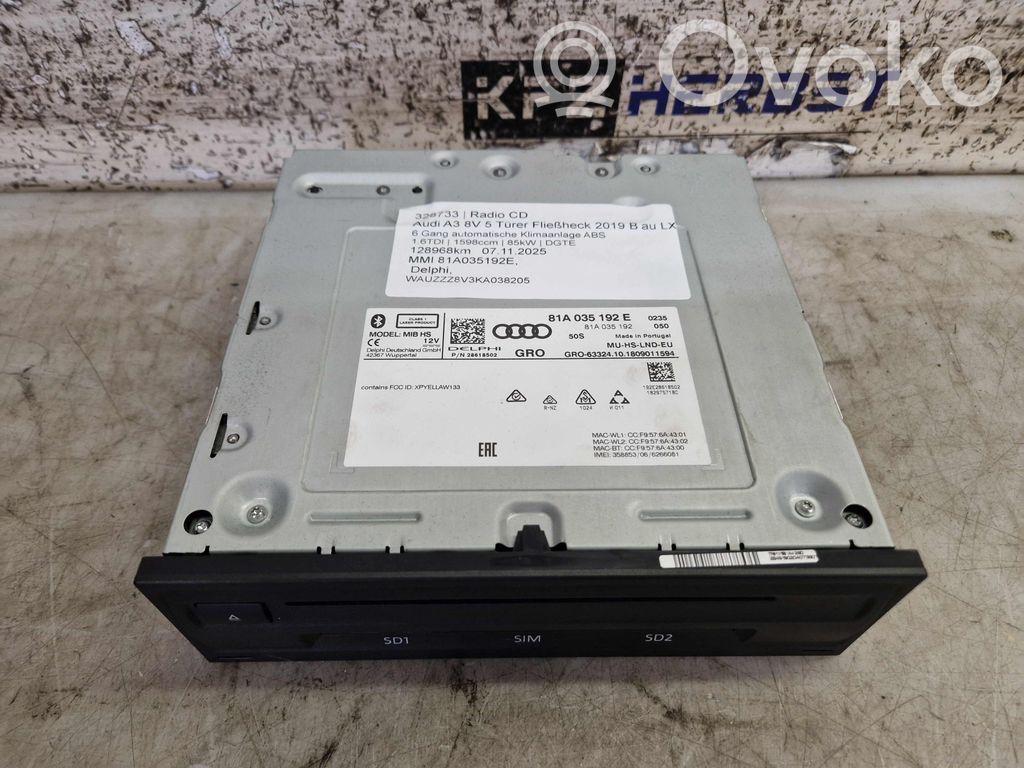 Audi A3 S3 8V Navigation unit CD/DVD player 
