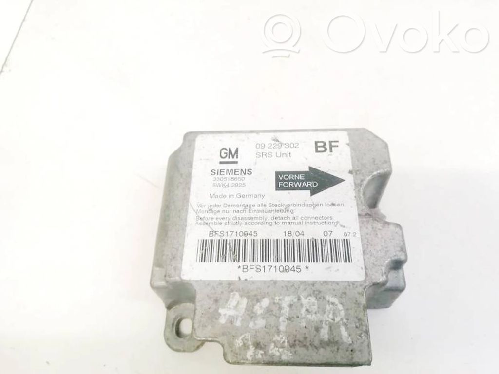 Module de contrôle airbag   09229302,09229302BF,09229302,09229302BF,330518650,5WK42925