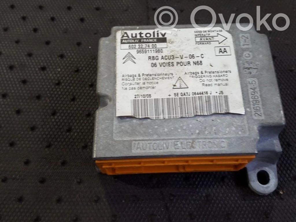 Unidad de control/módulo del Airbag   602327400,9659111980,602327400,9659111980
