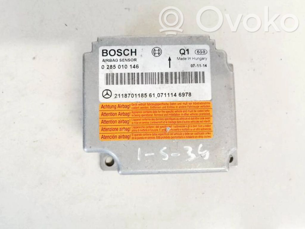 Unidad de control/módulo del Airbag   0285010146,2118701185,0285010146,2118701185
