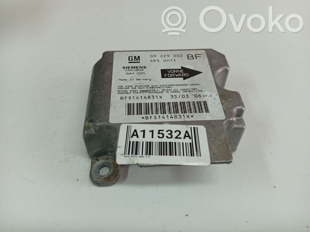 Unidad de control/módulo del Airbag   09229302,09229302,330518650,5WK42925